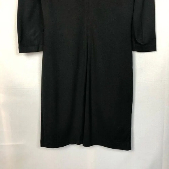 Trina Turk Black Long Sleeve Pleated Neckline A-Line Shift Dress 4 - Picture 9 of 11